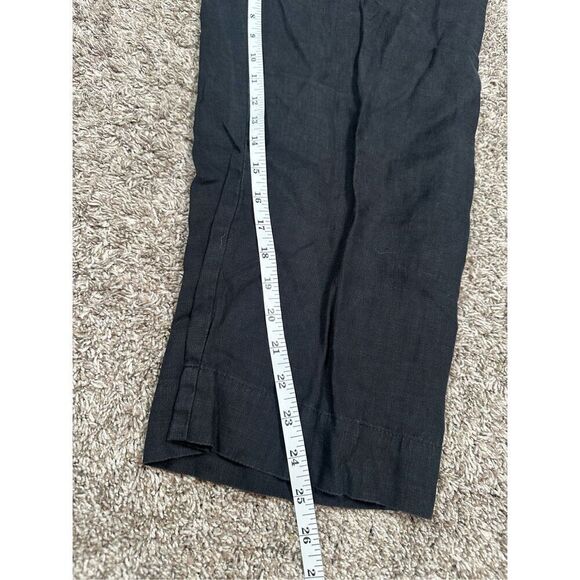 FLAX Linen Pants Black Women’s S Lagenlook Wide Tapered Leg Flowy Zip Button - Picture 8 of 14